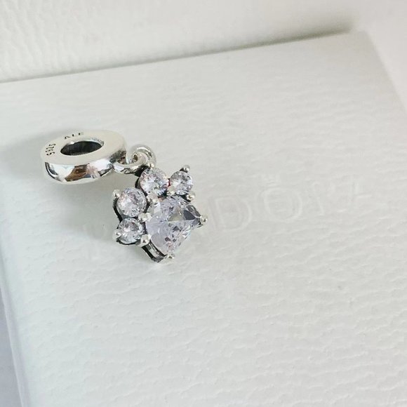 2022 New Sparkling Pet Paw Print Dangle Charm Fits All Pandora Bracelet - Picture 5 of 6